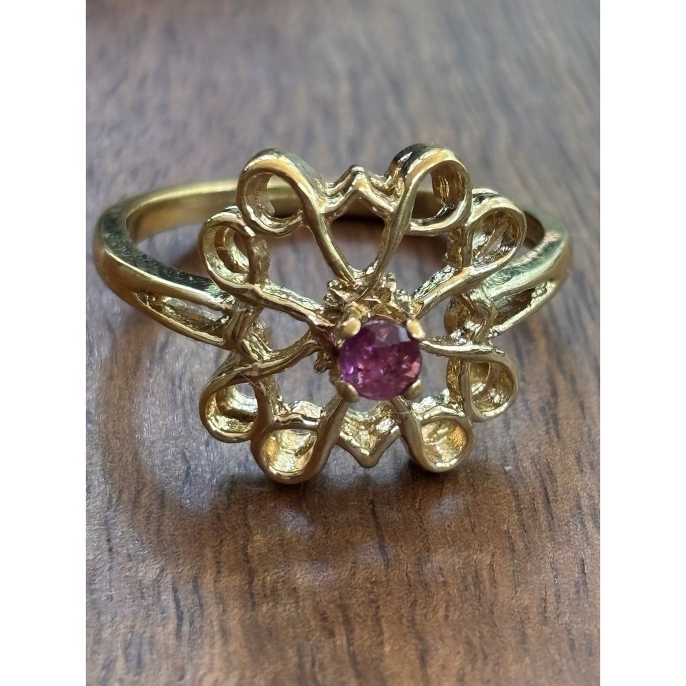 Avon Award Ring Gold on Sterling Silver Ruby Stone Approx size 8.75